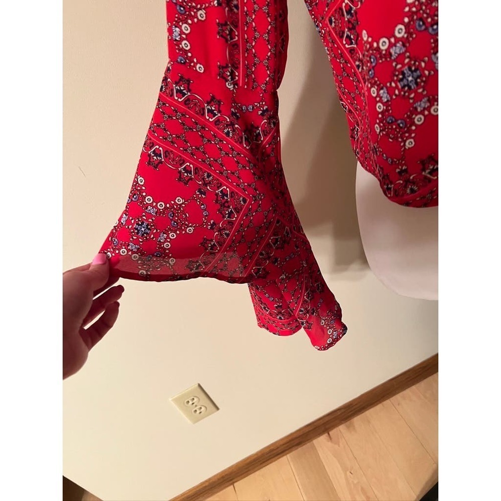 Altar'd State Red Patterned Blouse - Picture 3 of 6